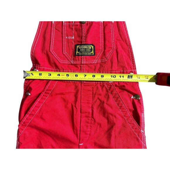 Vtg Washington Dee Cee Overalls Red 100% Cotton Adjustable Straps Unisex OS See - Picture 3 of 16